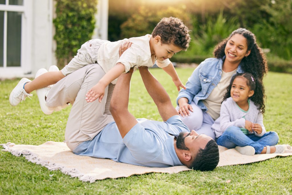 family in grass