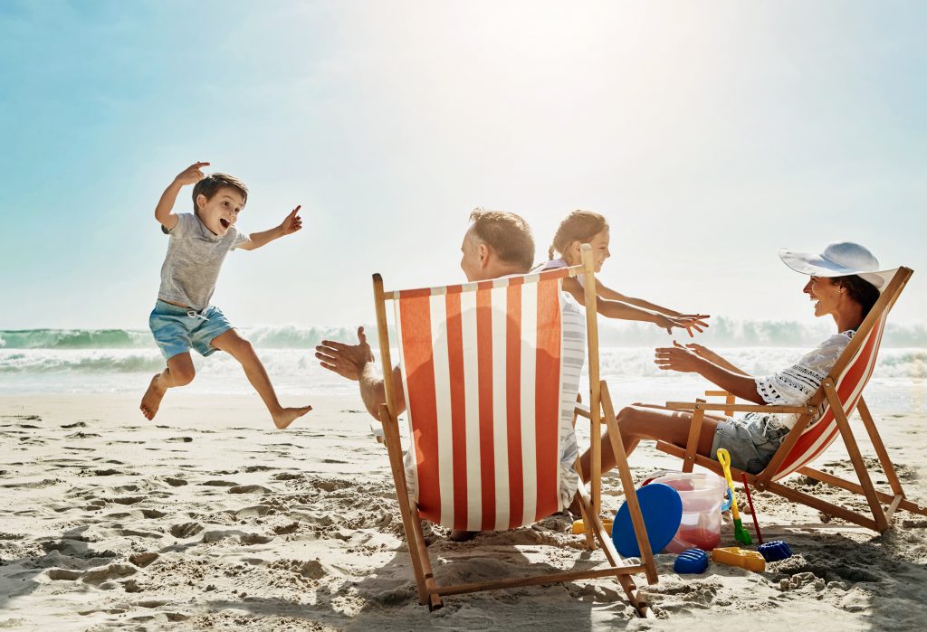family at the beach